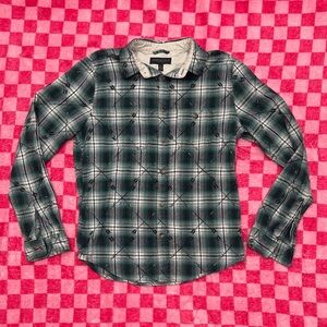 Aeropostale Forest Green Checkered Women's Button Down Shirt